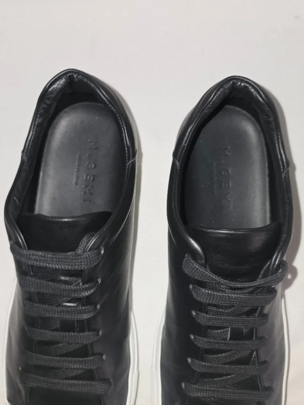 M. GEMI Black Low Top Italian Leather Sneaker Shoes Men's Size EU 45 / US 12